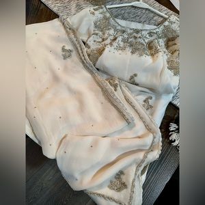 Ivory Chiffon 3 Piece Kameez